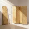 Separador de Ambientes de 4 Paneles Biombo Plegable 180x180 cm Pantalla de Privacidad de Polipropileno Natural - Ogal.Es