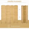 Separador de Ambientes de 4 Paneles Biombo Plegable 180x180 cm Pantalla de Privacidad de Polipropileno Natural - Ogal.Es