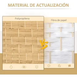 Separador de Ambientes de 4 Paneles Biombo Plegable 180x180 cm Pantalla de Privacidad de Polipropileno Natural - Ogal.Es