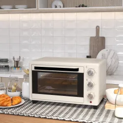 Horno Sobremesa de 21L 1400W Mini Horno Eléctrico Temporizador hasta 60min y Temperatura Regulable hasta 230℃ Crema - Ogal.Es