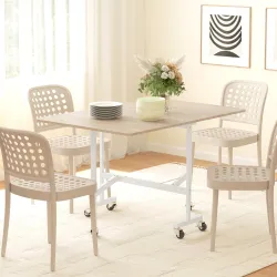 Mesa de Comedor Plegable para 4-6 Personas con Ruedas y Alas Abatibles Mesa Abatible para Cocina Salón 120x80x73... - Ogal.Es