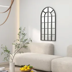 Espejo Decorativo de Pared Moderno Espejo de Pared 65x110 cm Marco de Metal para Salón Entrada Pasillo Negro - Ogal.Es