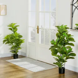 Conjunto de 2 Plantas Artificiales Decorativas 110x15 cm Árboles Artificiales de Ficus con 90 Hojas y Macetas Verde - Ogal.Es