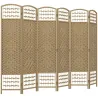 Biombo Separador de Ambientes de 6 Paneles Plegable de Cuerda de Papel 160x170cm Decoración para Dormitorio Natural - Ogal.Es