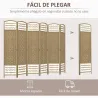 Biombo Separador de Ambientes de 6 Paneles Plegable de Cuerda de Papel 160x170cm Decoración para Dormitorio Natural - Ogal.Es