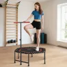 Trampolín de Fitness 114x114x132 cm con Mango Ajustable de 3 Niveles y Marco de Acero Rojo - Ogal.Es