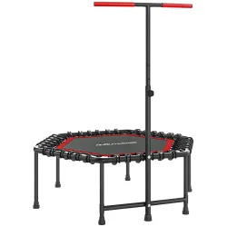 Trampolín de Fitness 114x114x132 cm con Mango Ajustable de 3 Niveles y Marco de Acero Rojo - Ogal.Es