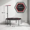 Trampolín de Fitness 114x114x132 cm con Mango Ajustable de 3 Niveles y Marco de Acero Rojo - Ogal.Es