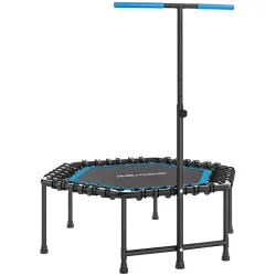 Trampolín de Fitness 114x114x132 cm con Mango Ajustable de 3 Niveles y Marco de Acero Azul - Ogal.Es