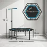 Trampolín de Fitness 114x114x132 cm con Mango Ajustable de 3 Niveles y Marco de Acero Azul - Ogal.Es