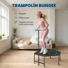 Trampolín de Fitness 114x114x132 cm con Mango Ajustable de 3 Niveles y Marco de Acero Azul - Ogal.Es