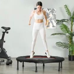 Trampolín de Fitness Ø102 cm Cama Elástica Plegable con Marco de Acero Antideslizantes Carga 100 kg Rojo - Ogal.Es