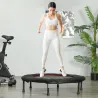Trampolín de Fitness Ø102 cm Cama Elástica Plegable con Marco de Acero Antideslizantes Carga 100 kg Rojo - Ogal.Es