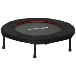 Trampolín de Fitness Ø102 cm Cama Elástica Plegable con Marco de Acero Antideslizantes Carga 100 kg Rojo - Ogal.Es