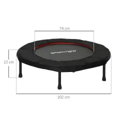 Trampolín de Fitness Ø102 cm Cama Elástica Plegable con Marco de Acero Antideslizantes Carga 100 kg Rojo - Ogal.Es
