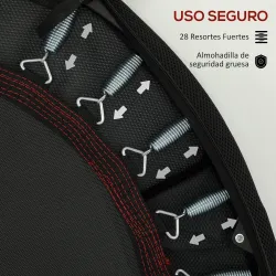Trampolín de Fitness Ø102 cm Cama Elástica Plegable con Marco de Acero Antideslizantes Carga 100 kg Rojo - Ogal.Es