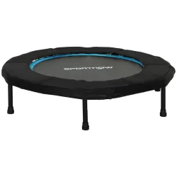 Trampolín de Fitness Ø102 cm Cama Elástica Plegable con Marco de Acero Antideslizantes Carga 100 kg Azul - Ogal.Es