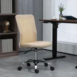 Silla de Escritorio Giratoria sin Brazos Silla de Malla con Altura Ajustable Carga 100 kg 43x58x90-100 cm Beige - Ogal.Es