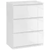 Cómoda con 3 Cajones Cómoda de Dormitorio Moderno con Diseño Anti-vuelco 55x34x75 cm Blanco Brillo - Ogal.Es