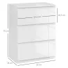 Cómoda con 3 Cajones Cómoda de Dormitorio Moderno con Diseño Anti-vuelco 55x34x75 cm Blanco Brillo - Ogal.Es