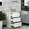 Cómoda con 3 Cajones Cómoda de Dormitorio Moderno con Diseño Anti-vuelco 55x34x75 cm Blanco Brillo - Ogal.Es