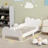 Cama para Niños de +3 Años 140x70 cm Tema de Nubes Estructura de Cama infantil con Barandilla Carga 80 kg Blanco - Ogal.Es
