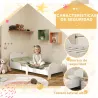 Cama para Niños de +3 Años 140x70 cm Tema de Nubes Estructura de Cama infantil con Barandilla Carga 80 kg Blanco - Ogal.Es