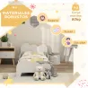Cama para Niños de +3 Años 140x70 cm Tema de Nubes Estructura de Cama infantil con Barandilla Carga 80 kg Blanco - Ogal.Es
