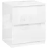 Mesilla de Noche con 2 Cajones Mesa de Noche para Dormitorio Salón 40x34x45 cm Blanco Brillo - Ogal.Es
