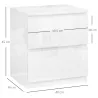 Mesilla de Noche con 2 Cajones Mesa de Noche para Dormitorio Salón 40x34x45 cm Blanco Brillo - Ogal.Es