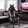 Silla Gamer Reclinable con Altura Ajustable Reposapiés Retráctil Soporte Lumbar y Reposacabezas Desmontable Negro - Ogal.Es