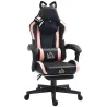 Silla Gamer Reclinable con Altura Ajustable Reposapiés Retráctil Soporte Lumbar y Reposacabezas Desmontable Negro - Ogal.Es