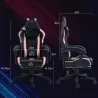 Silla Gamer Reclinable con Altura Ajustable Reposapiés Retráctil Soporte Lumbar y Reposacabezas Desmontable Negro - Ogal.Es