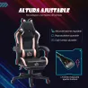 Silla Gamer Reclinable con Altura Ajustable Reposapiés Retráctil Soporte Lumbar y Reposacabezas Desmontable Negro - Ogal.Es
