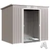 Cobertizo de Jardín Exterior 2,42 m² 213x130x172 cm con Puerta Corredera Techo Inclinado Base y 2 Ventanas Gris ... - Ogal.Es