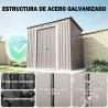 Cobertizo de Jardín Exterior 2,42 m² 213x130x172 cm con Puerta Corredera Techo Inclinado Base y 2 Ventanas Gris ... - Ogal.Es