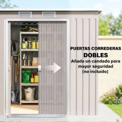 Cobertizo de Jardín Exterior 2,42 m² 213x130x172 cm con Puerta Corredera Techo Inclinado Base y 2 Ventanas Gris ... - Ogal.Es