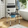 Silla con Inodoro Plegable con Altura Ajustable Cubo y Almohadillas Antideslizantes Carga 150 kg Negro - Ogal.Es