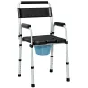 Silla con Inodoro Plegable con Altura Ajustable Cubo y Almohadillas Antideslizantes Carga 150 kg Negro - Ogal.Es