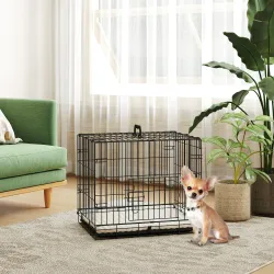 Jaula para Perros Plegable con Cojín Puertas Bandeja Extraíble y Marco de Alambre Metálico 60x45x50 cm Negro y B... - Ogal.Es