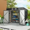 Caseta de Jardín Exterior 2,7m² 249x121x183 cm con Doble Puerta 2 Ventilaciones y Pestillo Gris - Ogal.Es
