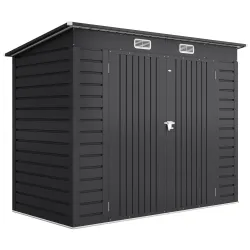 Caseta de Jardín Exterior 2,7m² 249x121x183 cm con Doble Puerta 2 Ventilaciones y Pestillo Gris - Ogal.Es