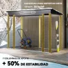 Caseta de Jardín Exterior 2,7m² 249x121x183 cm con Doble Puerta 2 Ventilaciones y Pestillo Gris - Ogal.Es