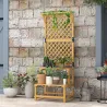 Soporte para Plantas de Madera Estantería para Plantas de 2 Niveles con Enrejado para Jardín Patio Terraza Natural - Ogal.Es