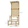 Soporte para Plantas de Madera Estantería para Plantas de 2 Niveles con Enrejado para Jardín Patio Terraza Natural - Ogal.Es