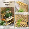 Soporte para Plantas de Madera Estantería para Plantas de 2 Niveles con Enrejado para Jardín Patio Terraza Natural - Ogal.Es