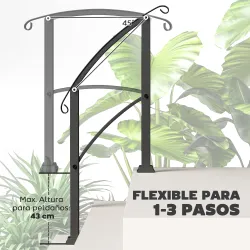 Barandilla de Escalera 71 cm con Kit de Instalación Ángulo Ajustable para 1-3 Escalones para Exterior Terraza Negro - Ogal.Es