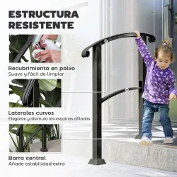 Barandilla de Escalera 71 cm con Kit de Instalación Ángulo Ajustable para 1-3 Escalones para Exterior Terraza Negro - Ogal.Es