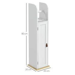 Columna de Baño Armario de Baño con Compartimento Abierto Puerta 2 Estantes Ajustables y Portarrollo 20x20x80 cm... - Ogal.Es