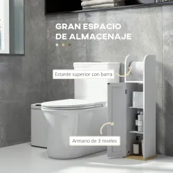 Columna de Baño Armario de Baño con Compartimento Abierto Puerta 2 Estantes Ajustables y Portarrollo 20x20x80 cm... - Ogal.Es